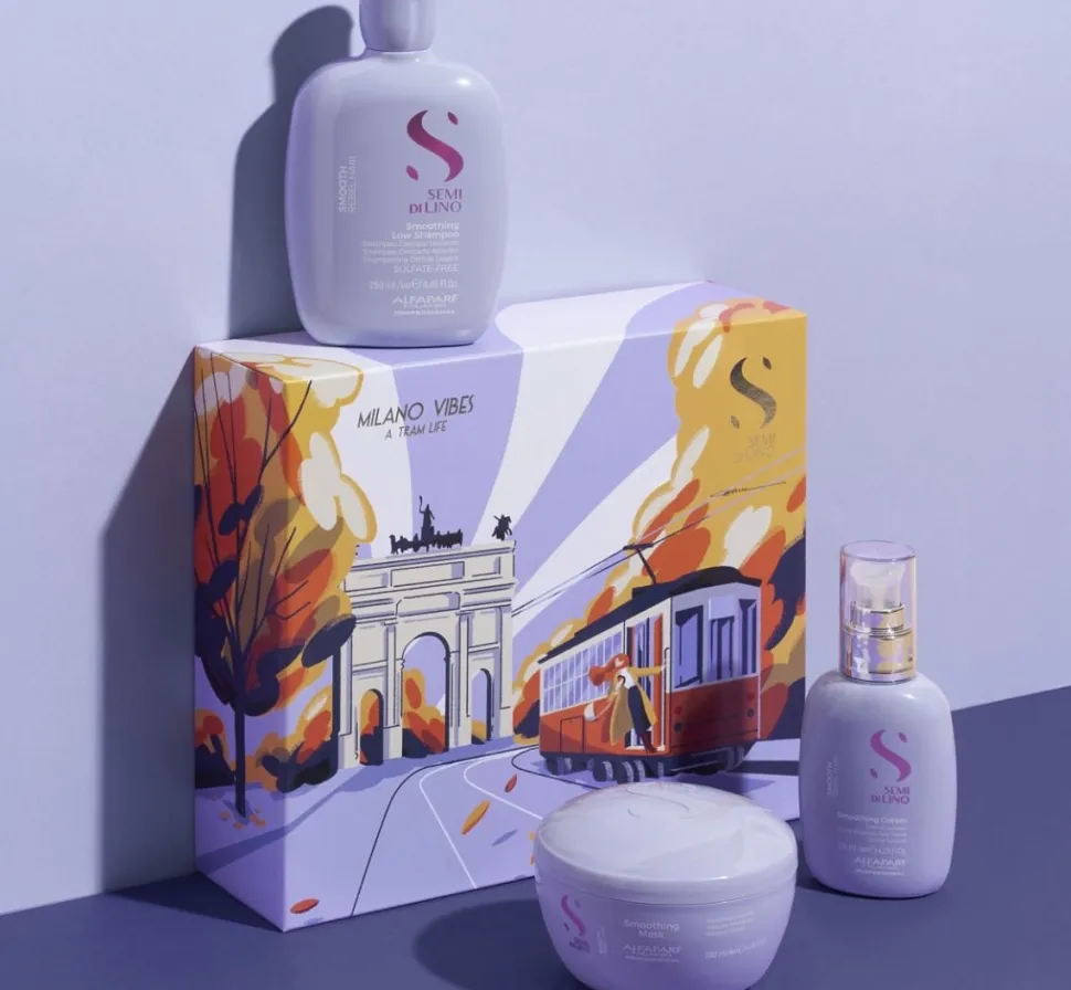 Alfaparf Milano Holiday Kit Set Semi di Lino Smooth 465 ml