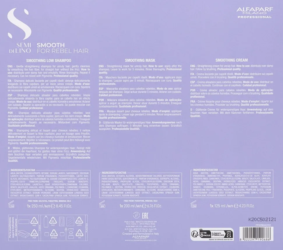 Alfaparf Milano Holiday Kit Set Semi di Lino Smooth 465 ml