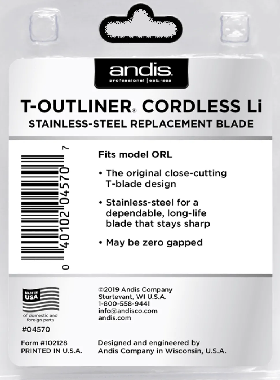 Andis T-Outliner Replacement Blade Stainless Steel