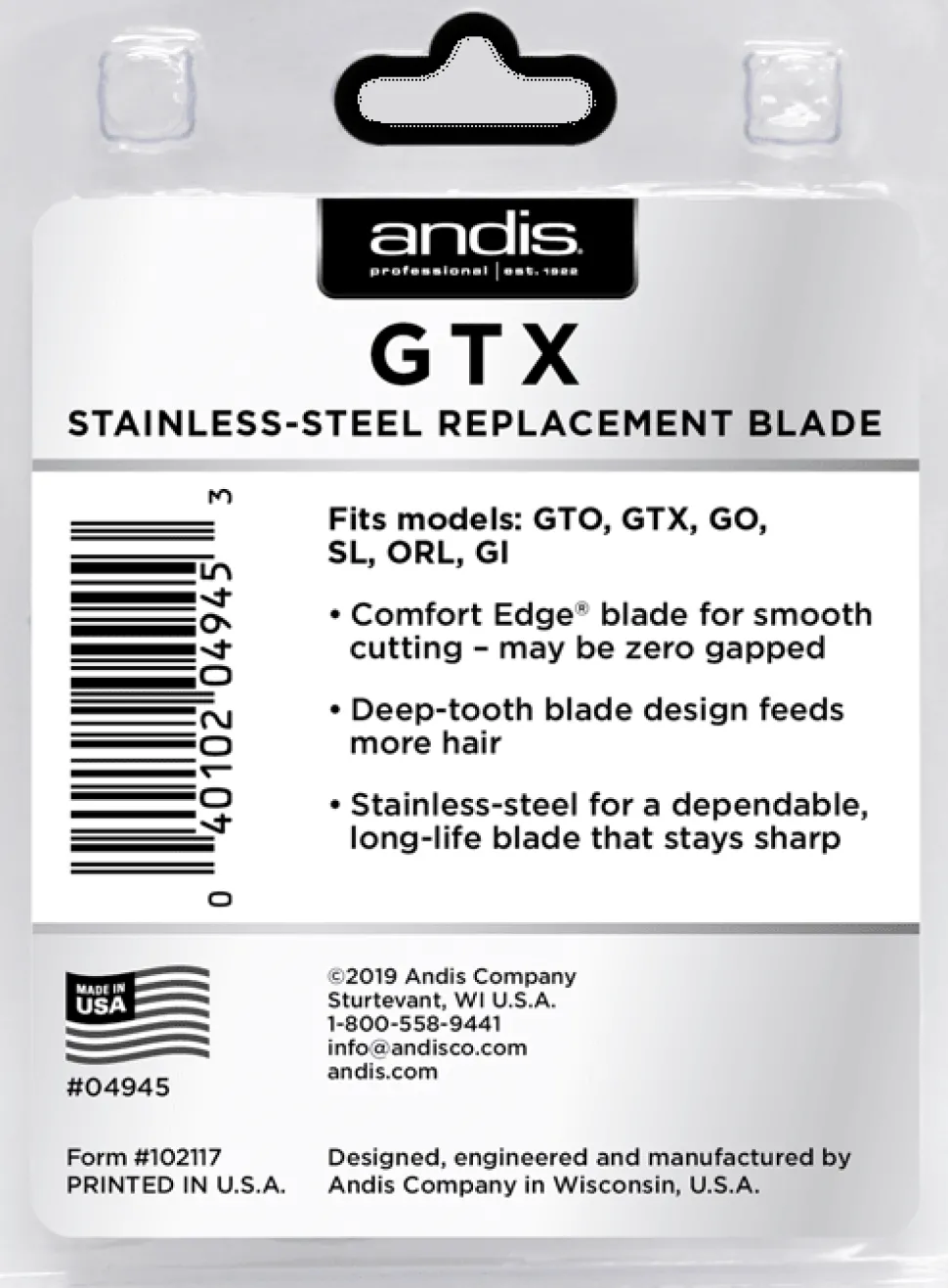 Andis T-OutlinerLi Deep Tooth GTX Blade Stainless Steel (U)