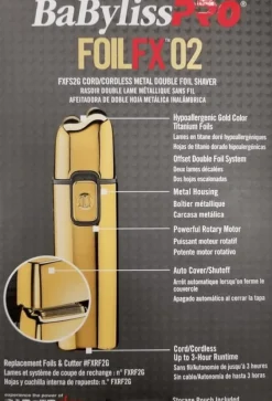 Babyliss PRO FoilFX02 4ARTISTS Shaver Gold