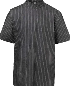 Black Pinstriped Barber Jacket Medium