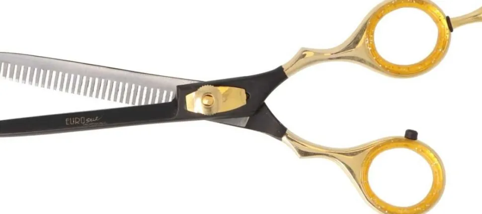 Eurostil - Black/Gold Thinning Scissor 5.5"