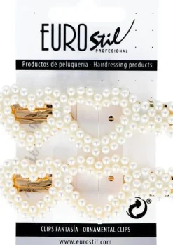 Eurostil - Hair Grips With Pearls Golden Hearts 8 cm - 2 Pcs (U)