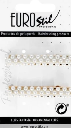 Eurostil - Hair Grips With Pearls Gold Duck 5,5 cm - 2 Stk (U)