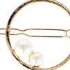 Eurostil - Round Golden Hair Grips With Pearls - 2 Pcs