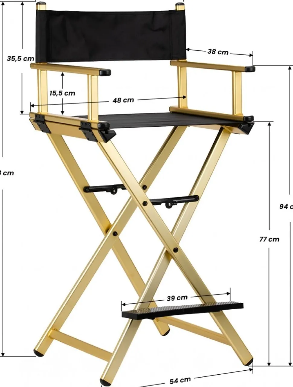 Gabbiano Aluminum Make Up Chair Gold