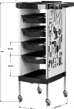 Gabbiano Hairdresser Trolley White Graphics