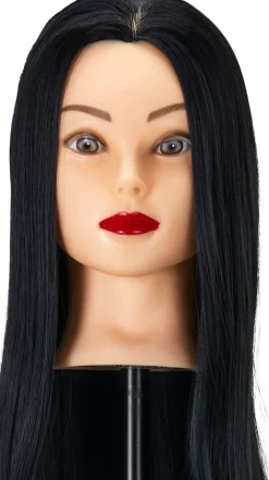 Gabbiano Hairdressing Training Head Synthetic Black Length 55 cm