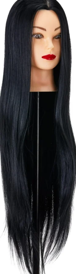 Gabbiano Hairdressing Training Head Synthetic Black Length 55 cm