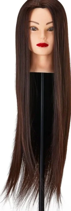 Gabbiano Hairdressing Training Head Synthetic Brown Length 55 cm