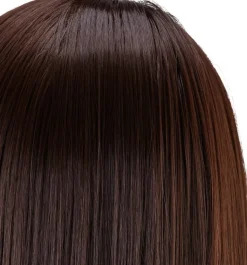 Gabbiano Hairdressing Training Head Synthetic Brown Length 55 cm