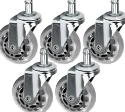 Gabbiano Roll Speed Stool Wheel black Press-On Set Of 5 Pcs Silver