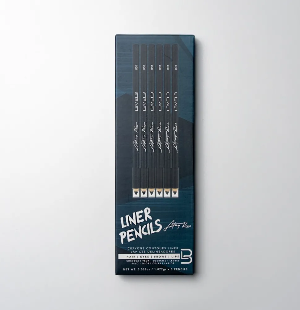 L3VEL3 - Black Color Liner Pencils - 6 pcs