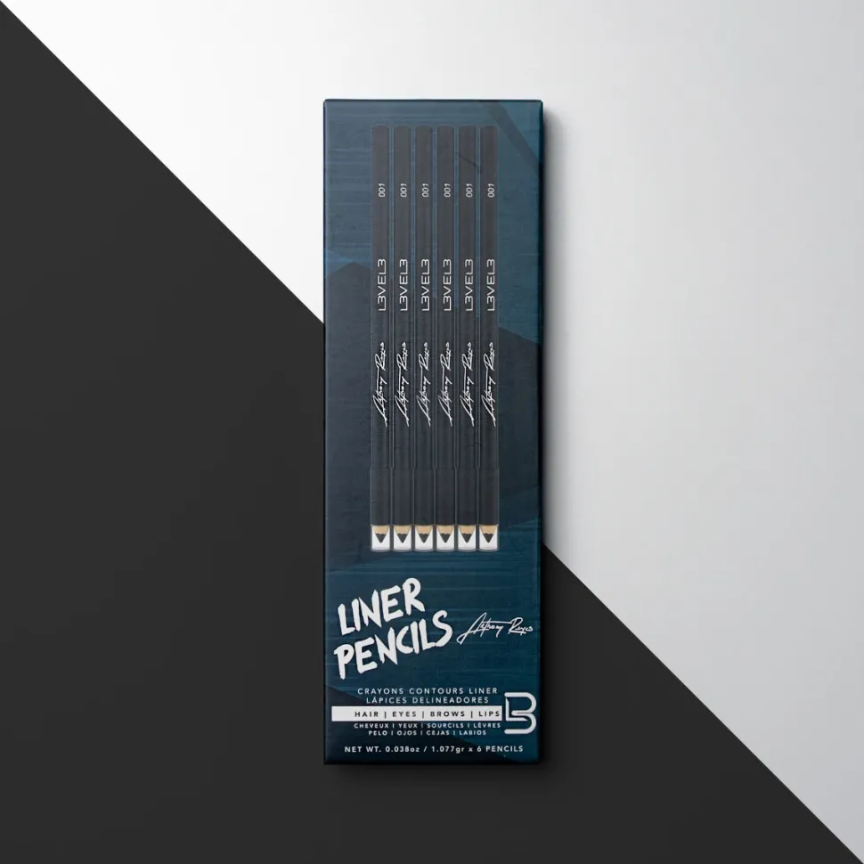L3VEL3 - Black Color Liner Pencils - 6 pcs