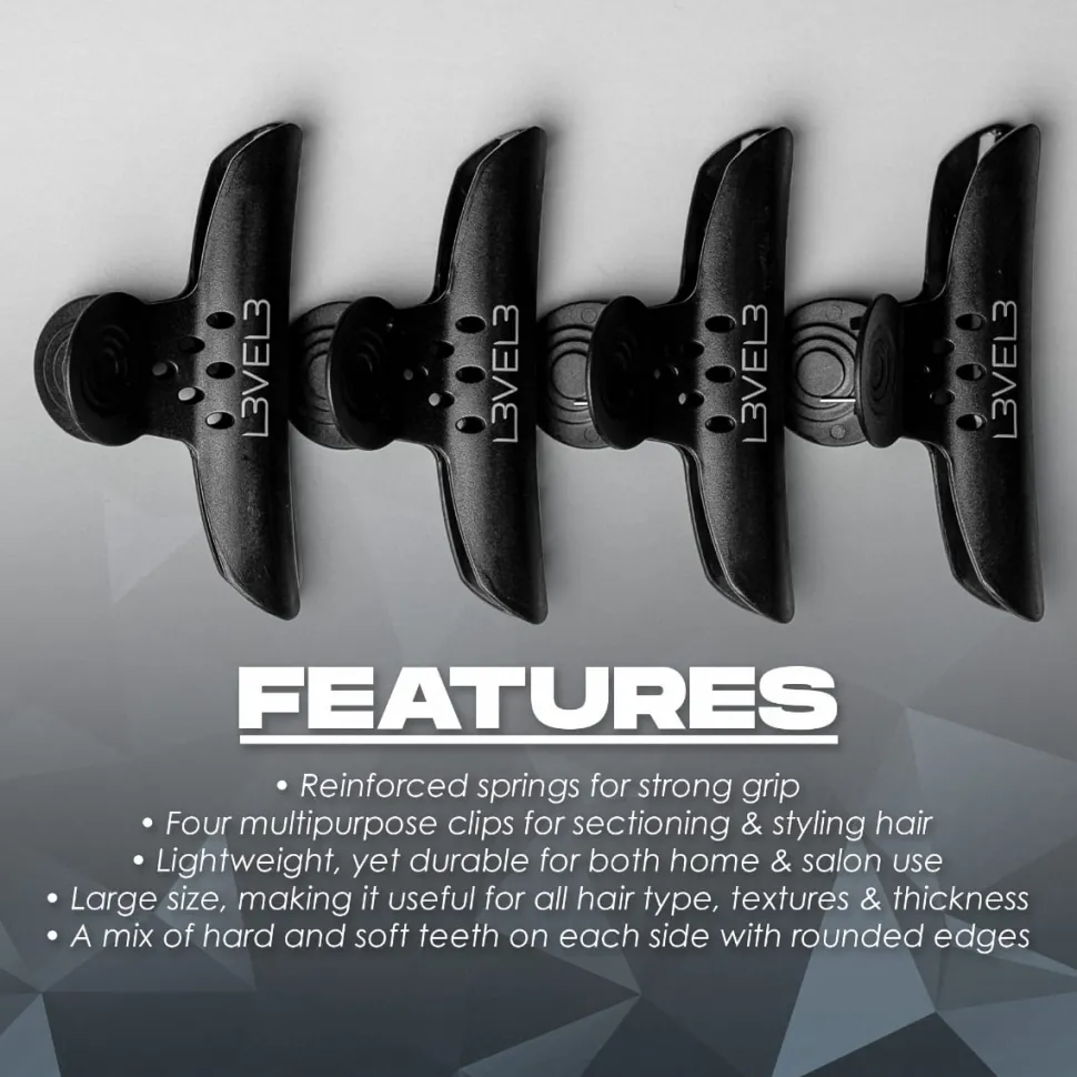 L3VEL3 - Hair Claw Clips 4 Pack