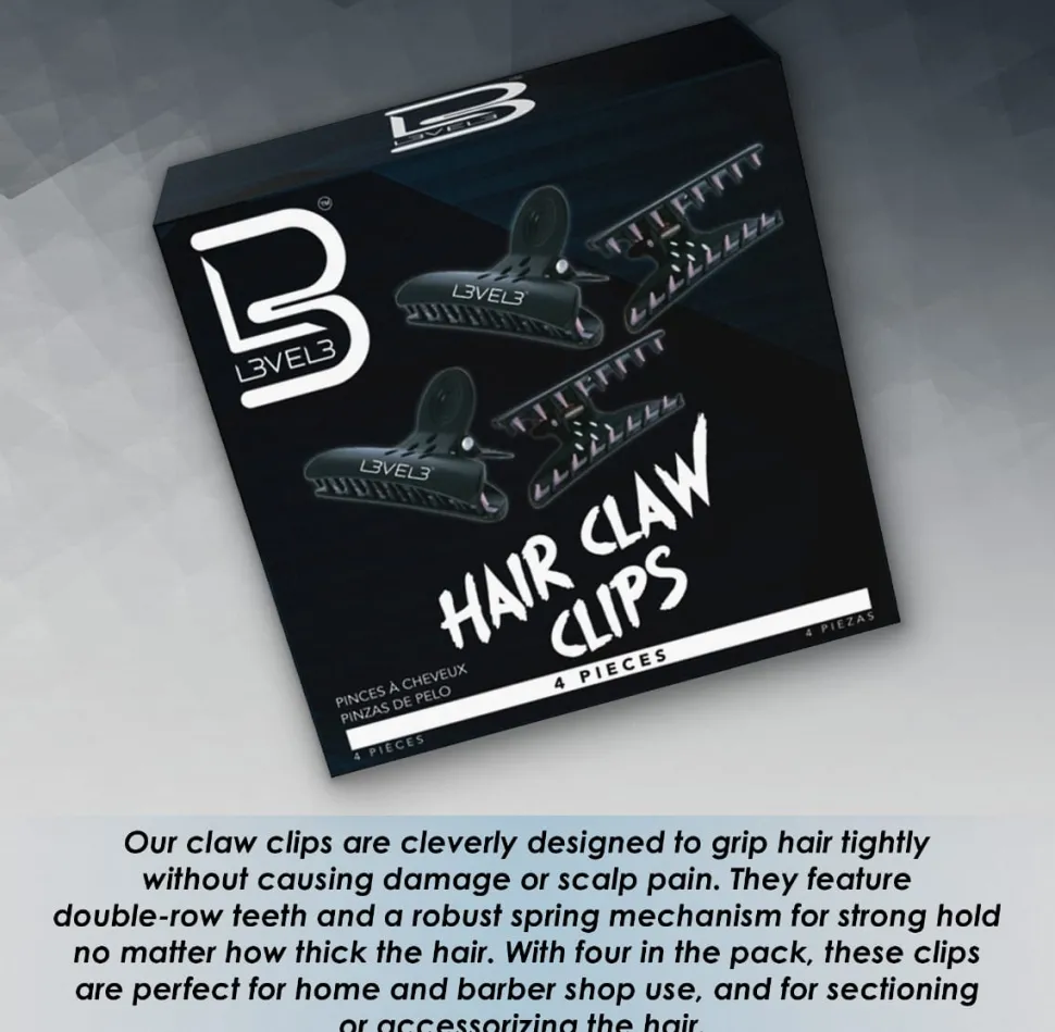 L3VEL3 - Hair Claw Clips 4 Pack