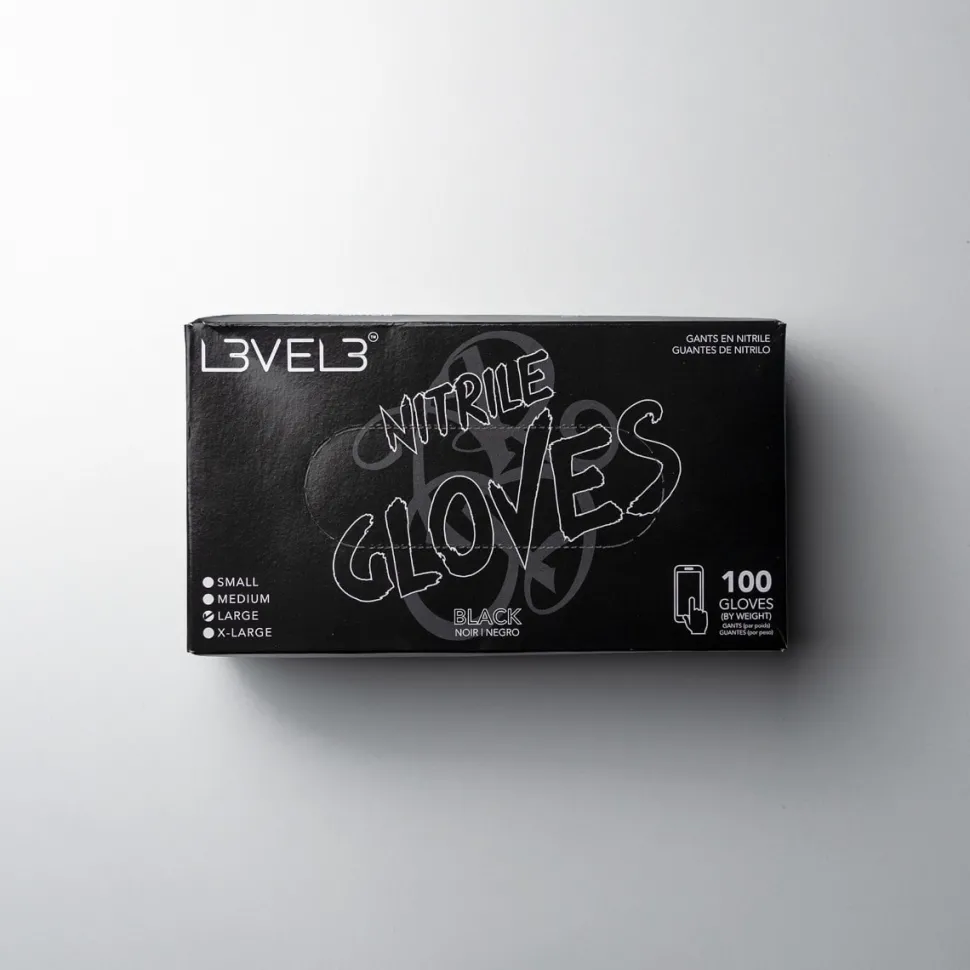 L3VEL3 Black Small Professional Nitrile Gloves 100 Pack