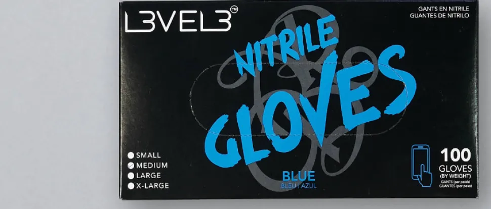 L3VEL3 Blue Large Professional Nitrile Gloves 100 Pack