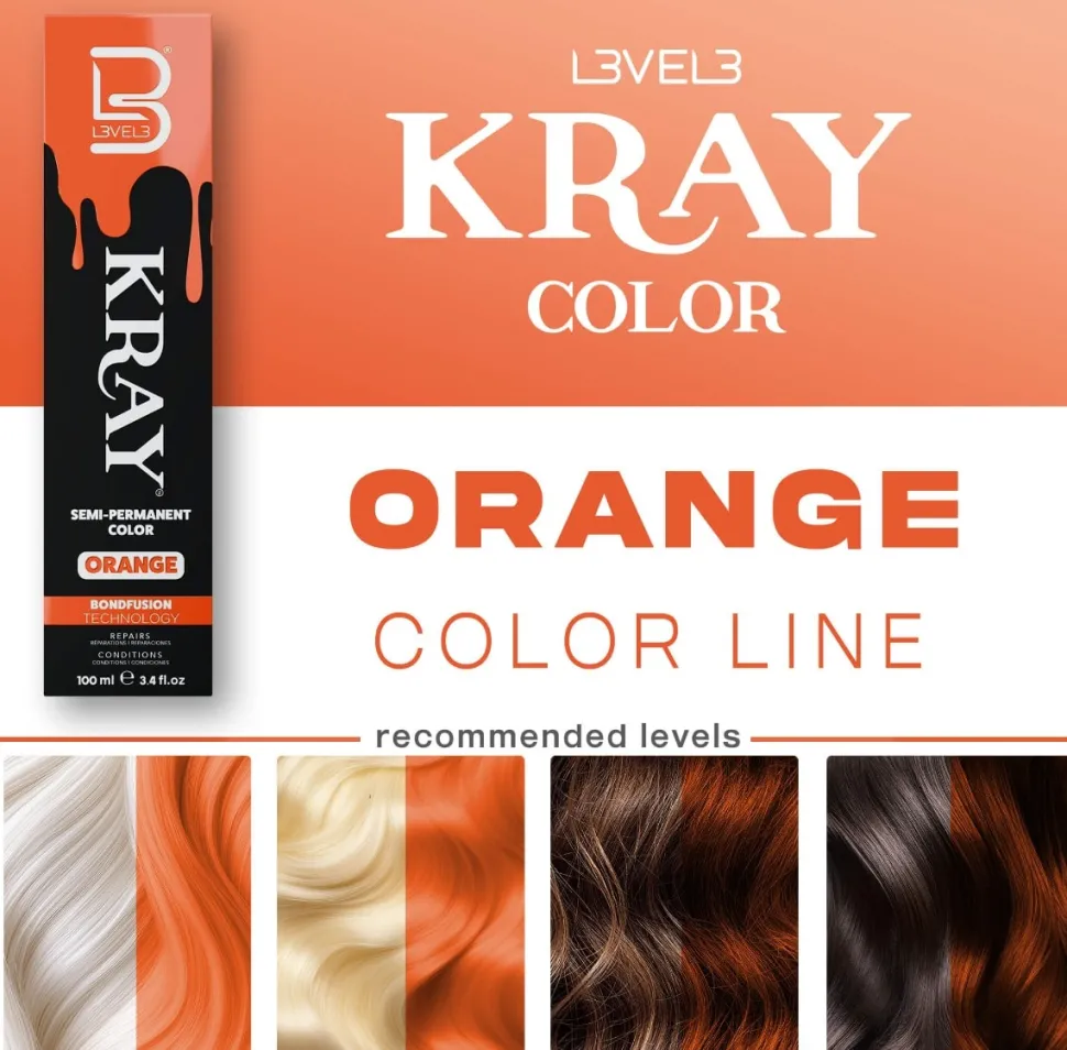 L3VEL3 Kray Orange Semi Permanent Color Tube 100 ml