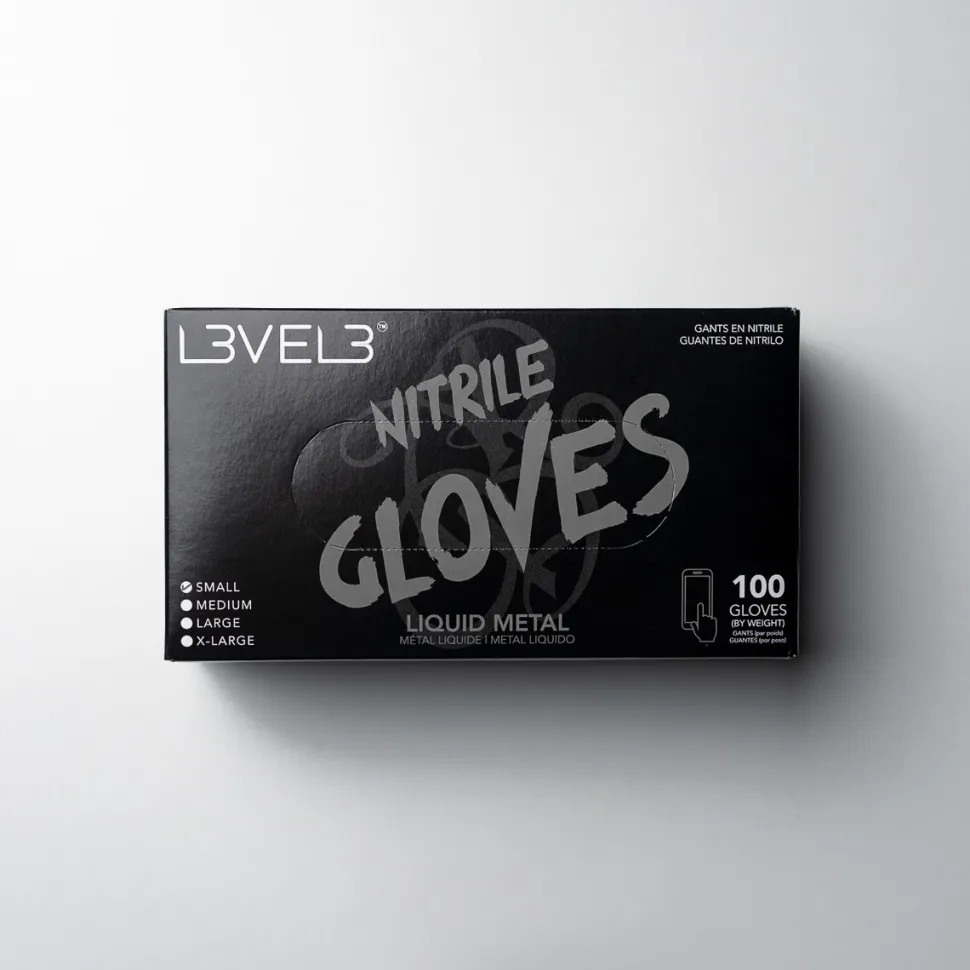 L3VEL3 Liquid Metal Large Professional Nitrile Gloves 100 Pack