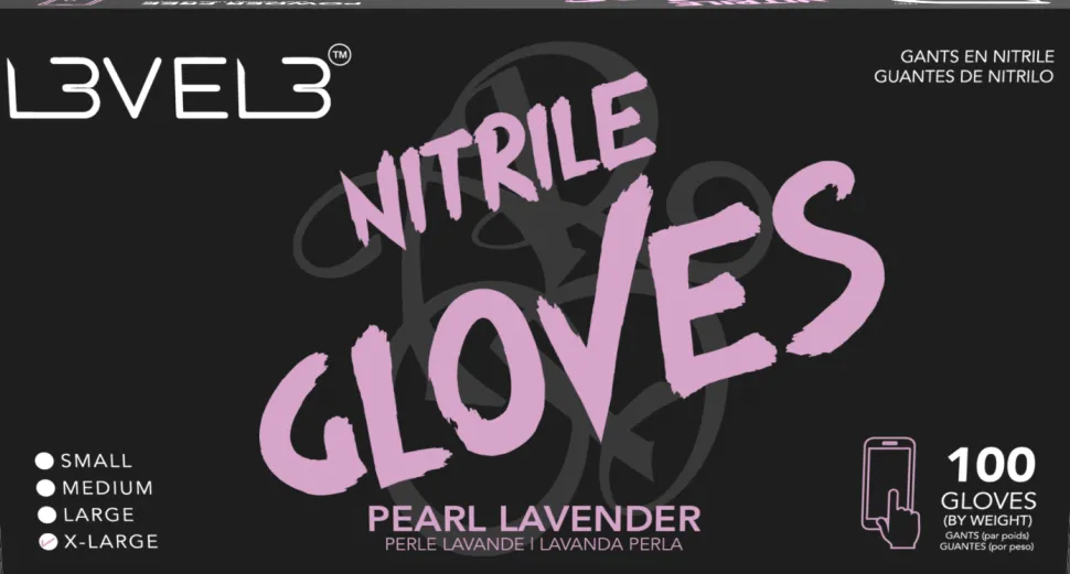 L3VEL3 Pearl Lavender Large Professional Nitrile Gloves 100 Pack
