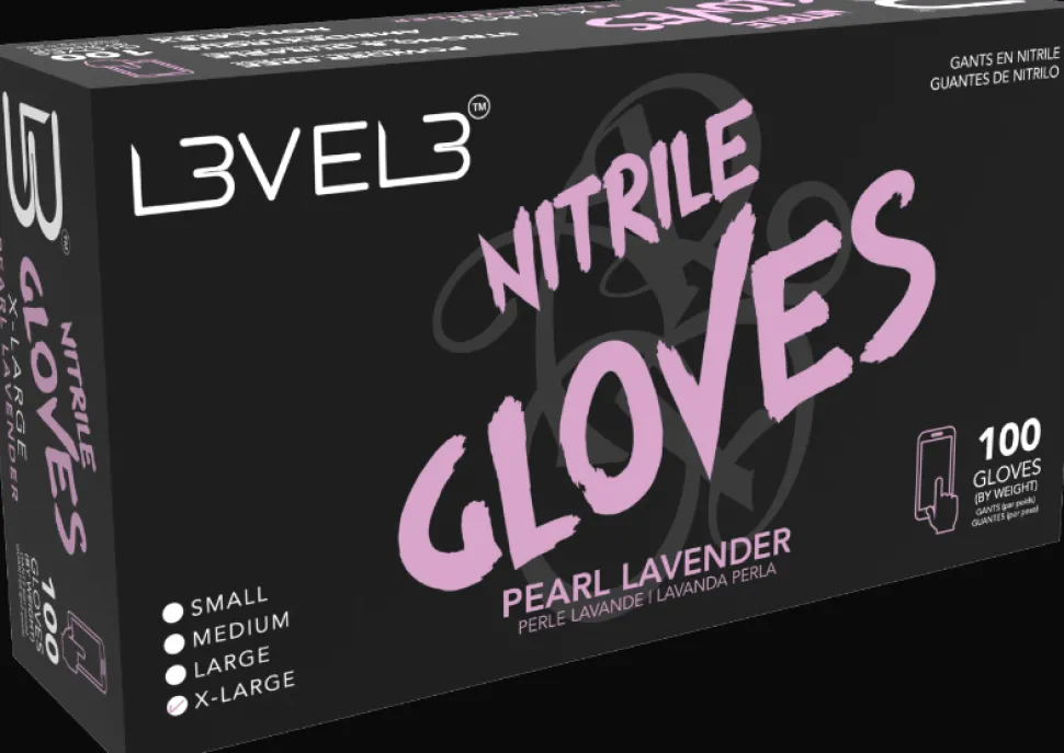 L3VEL3 Pearl Lavender Large Professional Nitrile Gloves 100 Pack