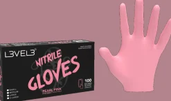 L3VEL3 Pearl Pink Medium Professional Nitrile Gloves 100 Pack