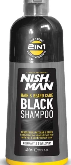 Nishman Hair & Beard Care Black Shampoo - 400 ml