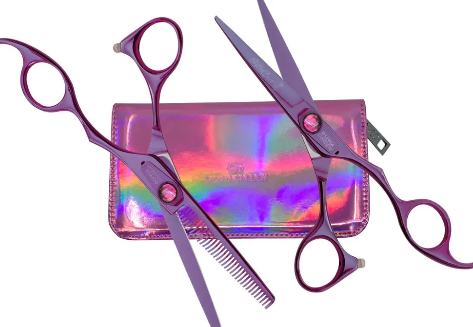 Olivia Garden 5.75" scissors + 6.35" thinner SilkCut Think Pink Set of 2
