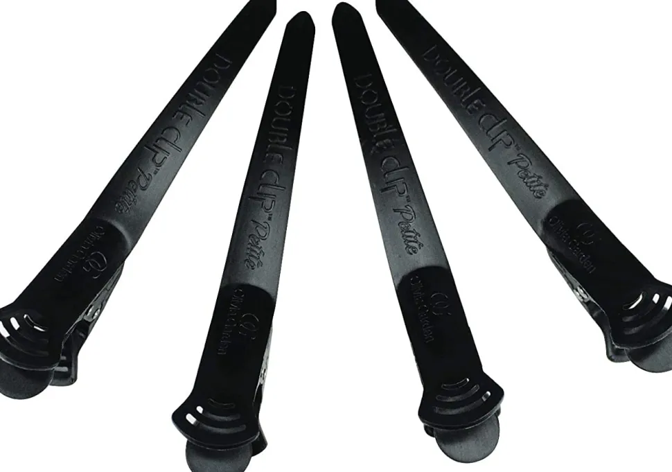 Olivia Garden 2-in-1 Sectioning Double Clip Black - 4 Pcs