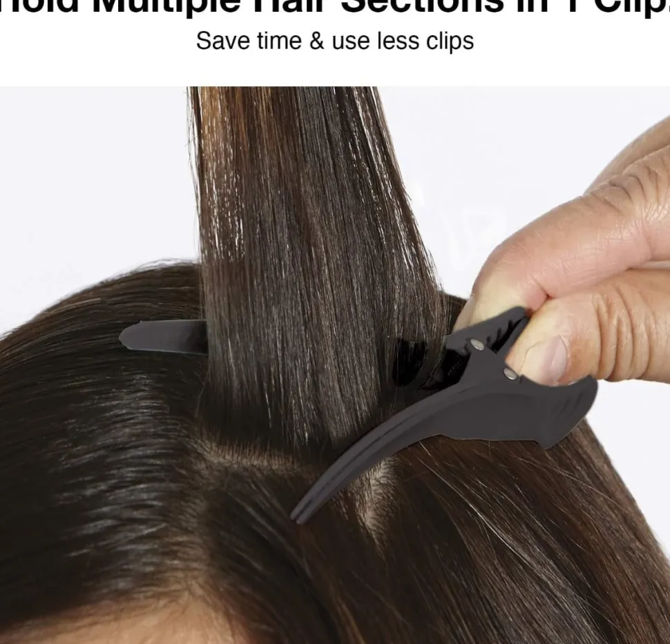 Olivia Garden 2-in-1 Sectioning Double Clip Black - 4 Pcs