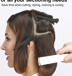 Olivia Garden 2-in-1 Sectioning Double Clip Black - 4 Pcs