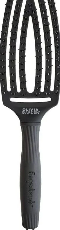 Olivia Garden OG Fingerbrush Care Iconic Double Bristles Black M