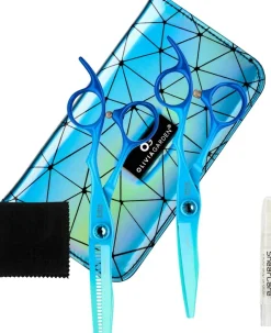 Olivia Garden PowerCut Rainbow Blue Set 5.5" Cutting and 6.0" Thinning scissor