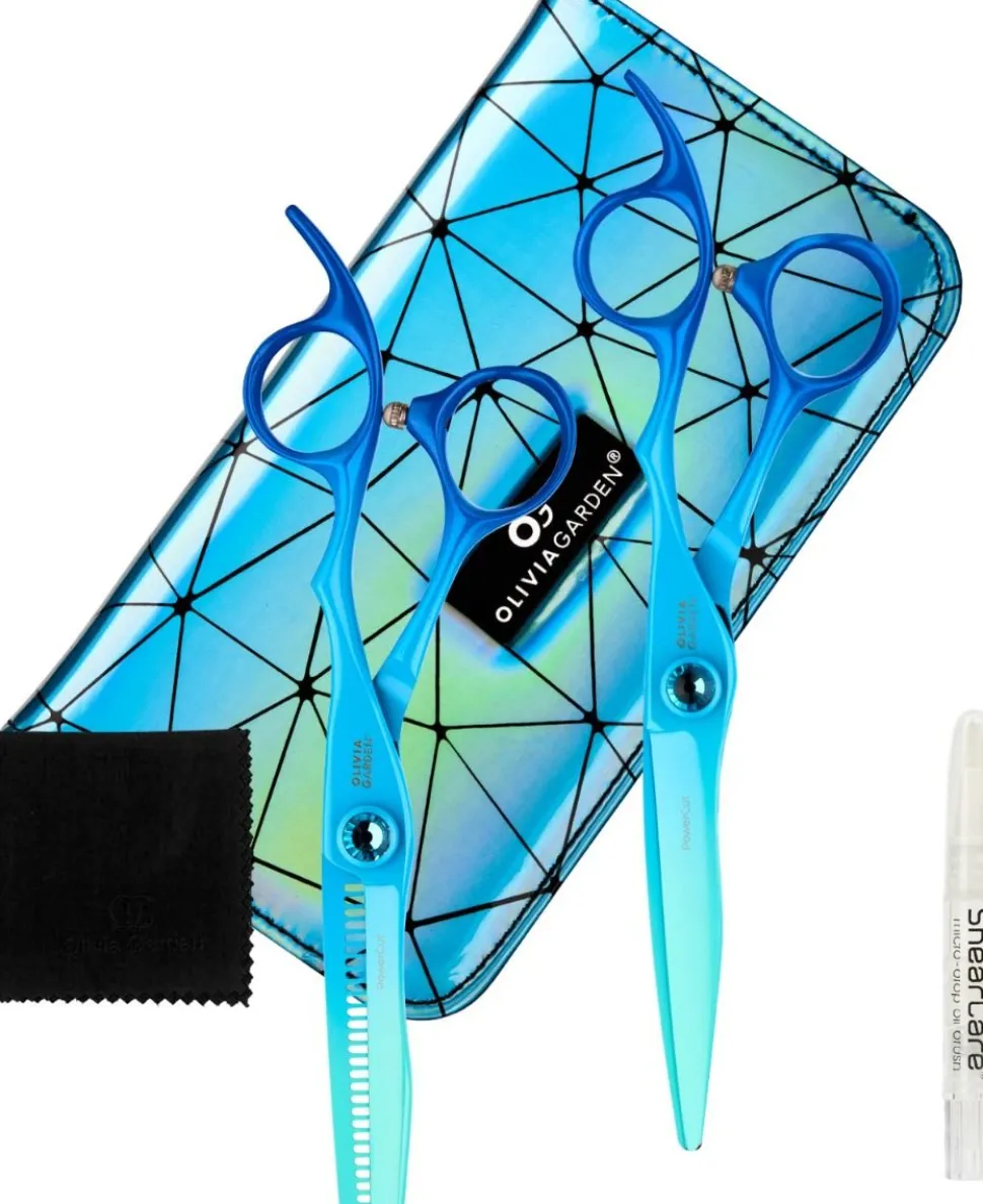 Olivia Garden PowerCut Rainbow Blue Set 6.25" Cutting and 6.0" Thinning scissor