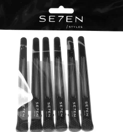 Se7en Styles Black Hair Clips 6 Pcs