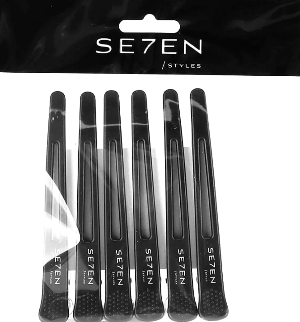 Se7en Styles Black Hair Clips 6 Pcs