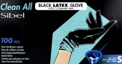 Sibel Black Latex Gloves Small - 100 Pcs