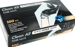 Sibel Black Latex Gloves Medium - 100 Pcs
