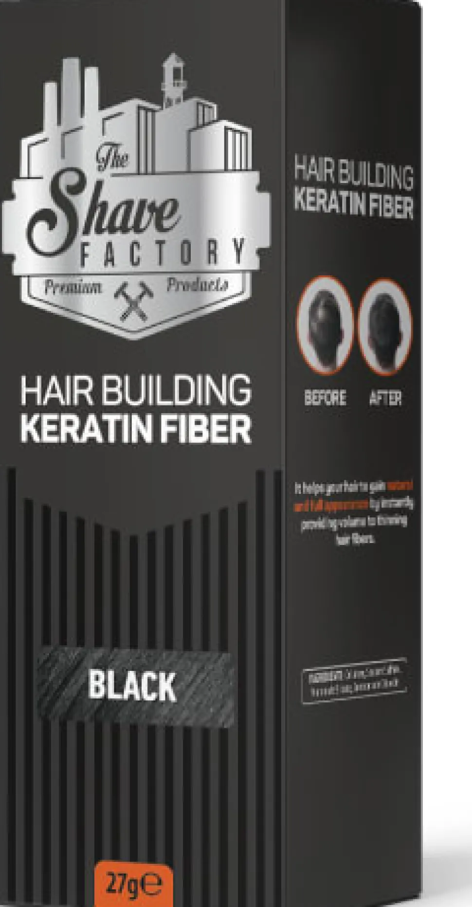 The Shave Factory Hair Building Keratin Fiber Black 27g