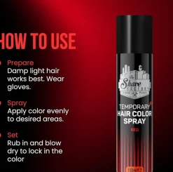 The Shave Factory Temporary Hair Color Spray Red - 150 ml