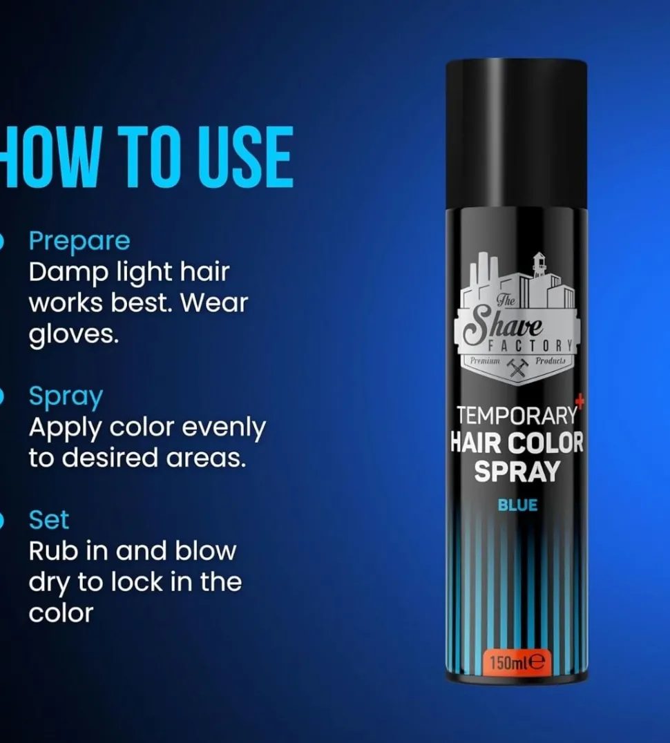 The Shave Factory Temporary Hair Color Spray Blue - 150 ml